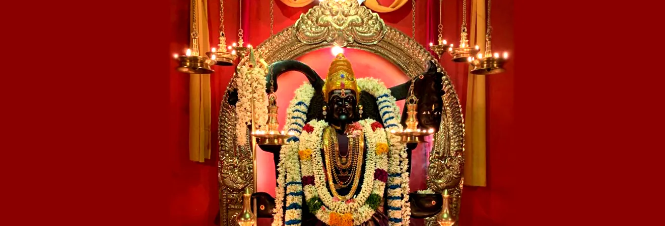 Sandhya deepa — kuthuvilakku oil lamps lit before the moolavar at evening pooja