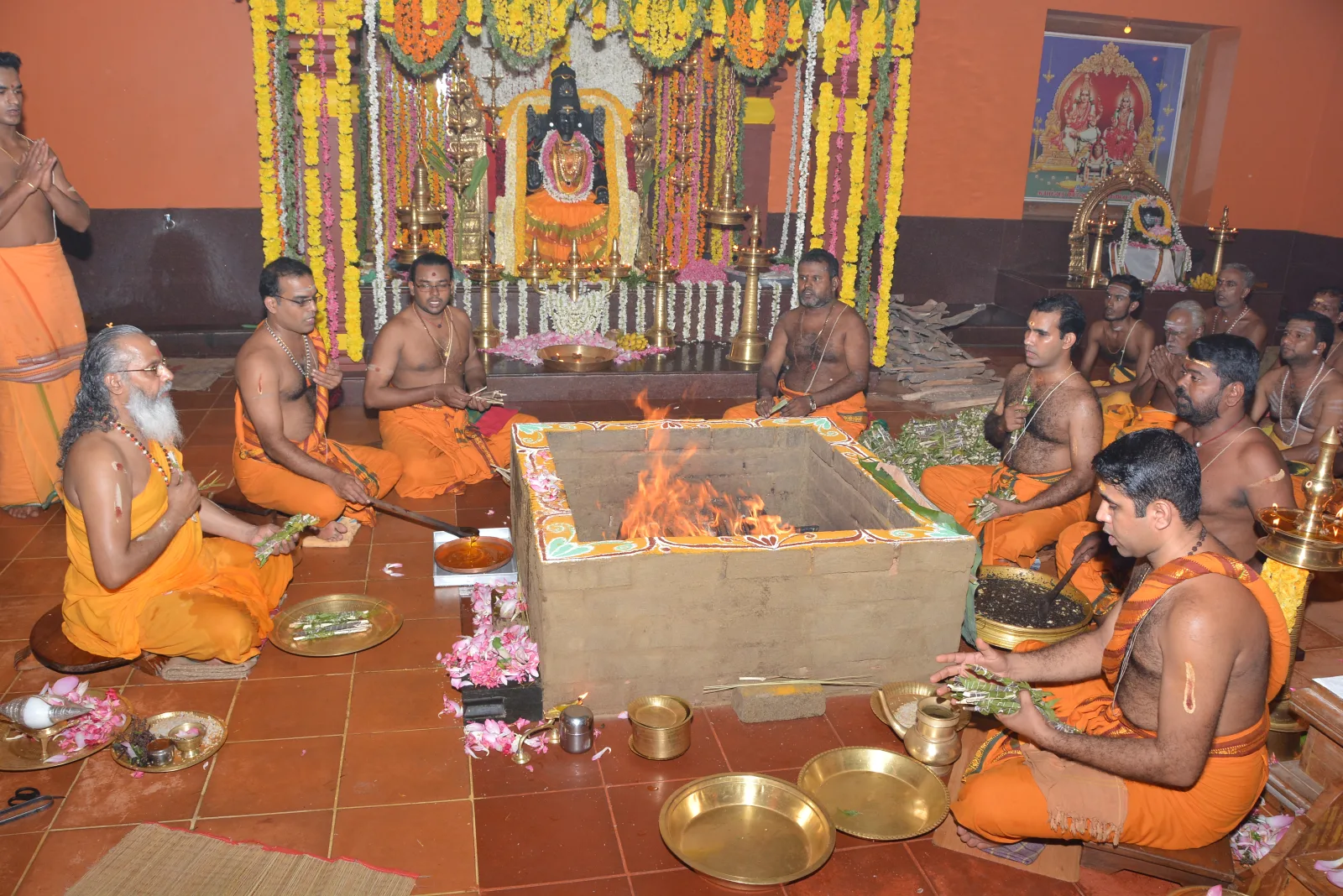 Guruji performing the Bagalamukhi Maha Yagam — a Vedic fire ritual at Sree Bagalamukhi Devi Temple, Tirunelveli